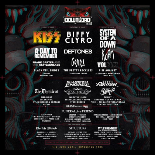 KISS, SYSTEM OF A DOWN, DEFTONES, KORN, Others Confirmed For 2021 Edition Of U.K.'s DOWNLOAD Festival